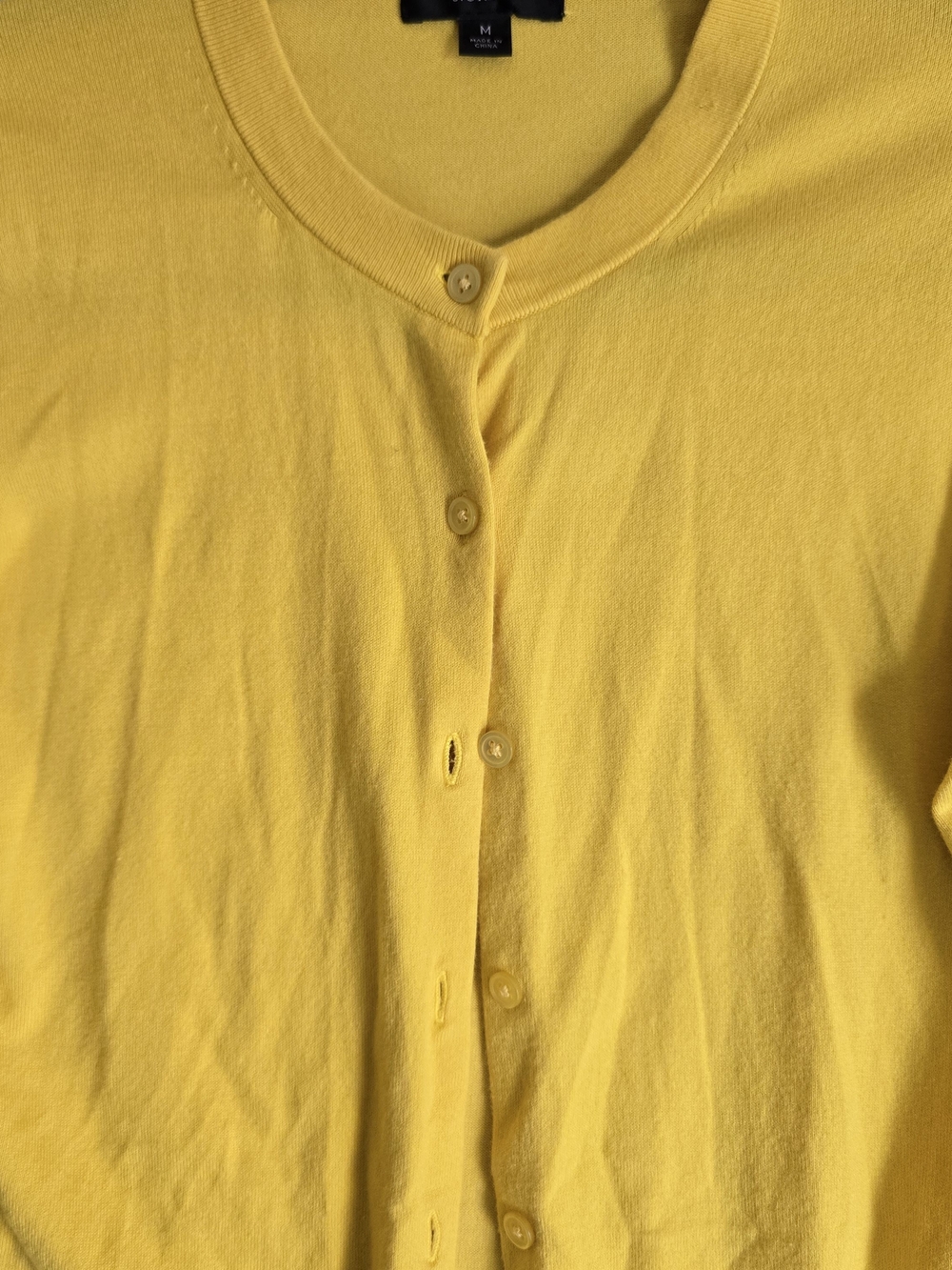 J. Crew Bright Yellow Crewneck M Button-Front Cardigan Preppy Classic Casual - Picture 3 of 7